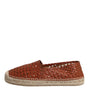 Dolce & Gabbana Maroon Woven Leather Men Espadrille Shoes