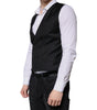 Dolce & Gabbana Black Wool Formal Dress Men Waistcoat Vest