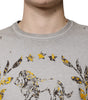 Dolce & Gabbana Gray Printed Cotton Crewneck Pullover Sweater