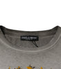 Dolce & Gabbana Gray Printed Cotton Crewneck Pullover Sweater