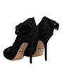 Dolce & Gabbana Black Lace Stretch Heels Mid Calf Boots Shoes