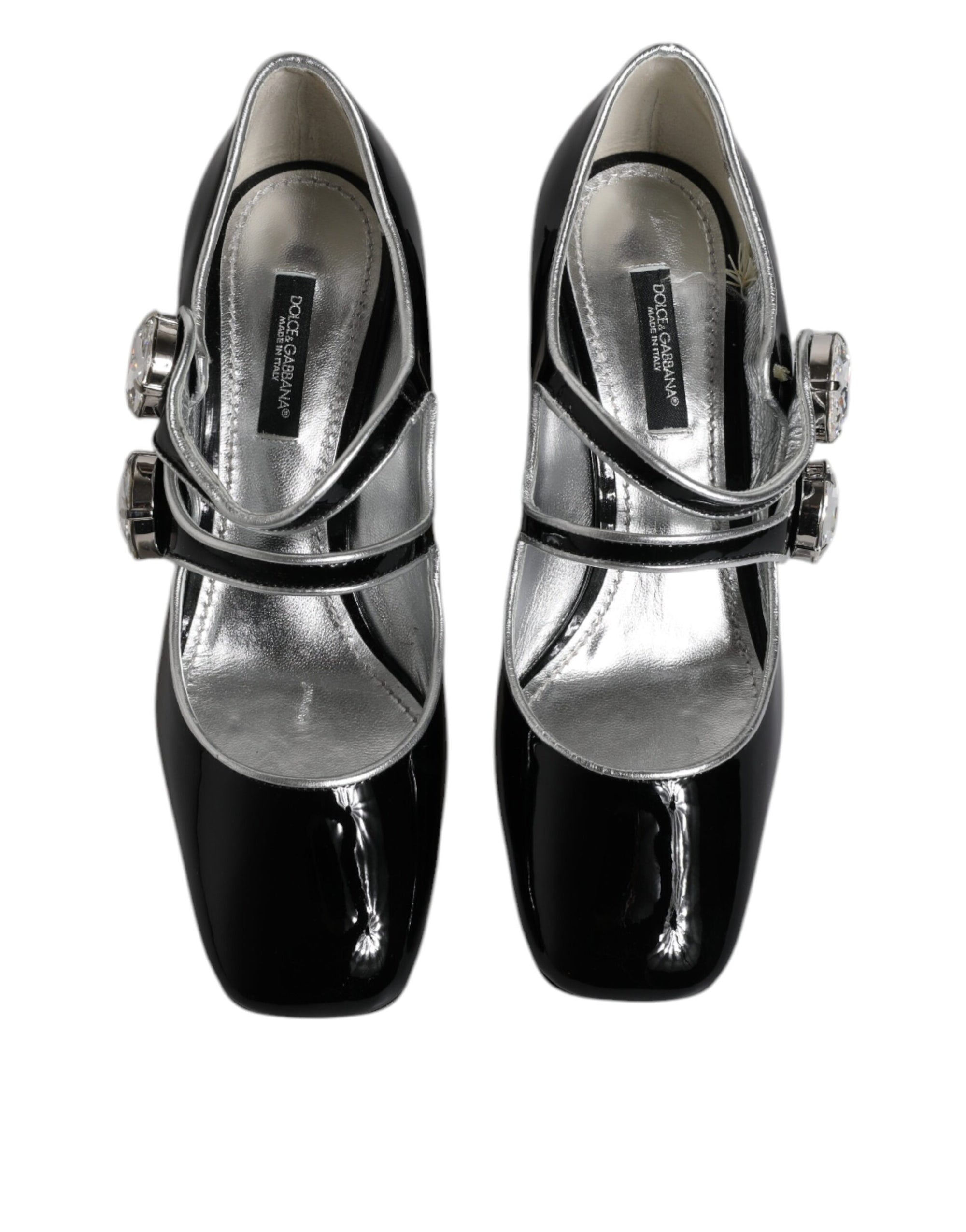 Escarpins Mary Jane en cuir verni noir et cristaux Dolce & Gabbana