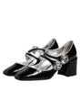 Escarpins Mary Jane en cuir verni noir et cristaux Dolce & Gabbana
