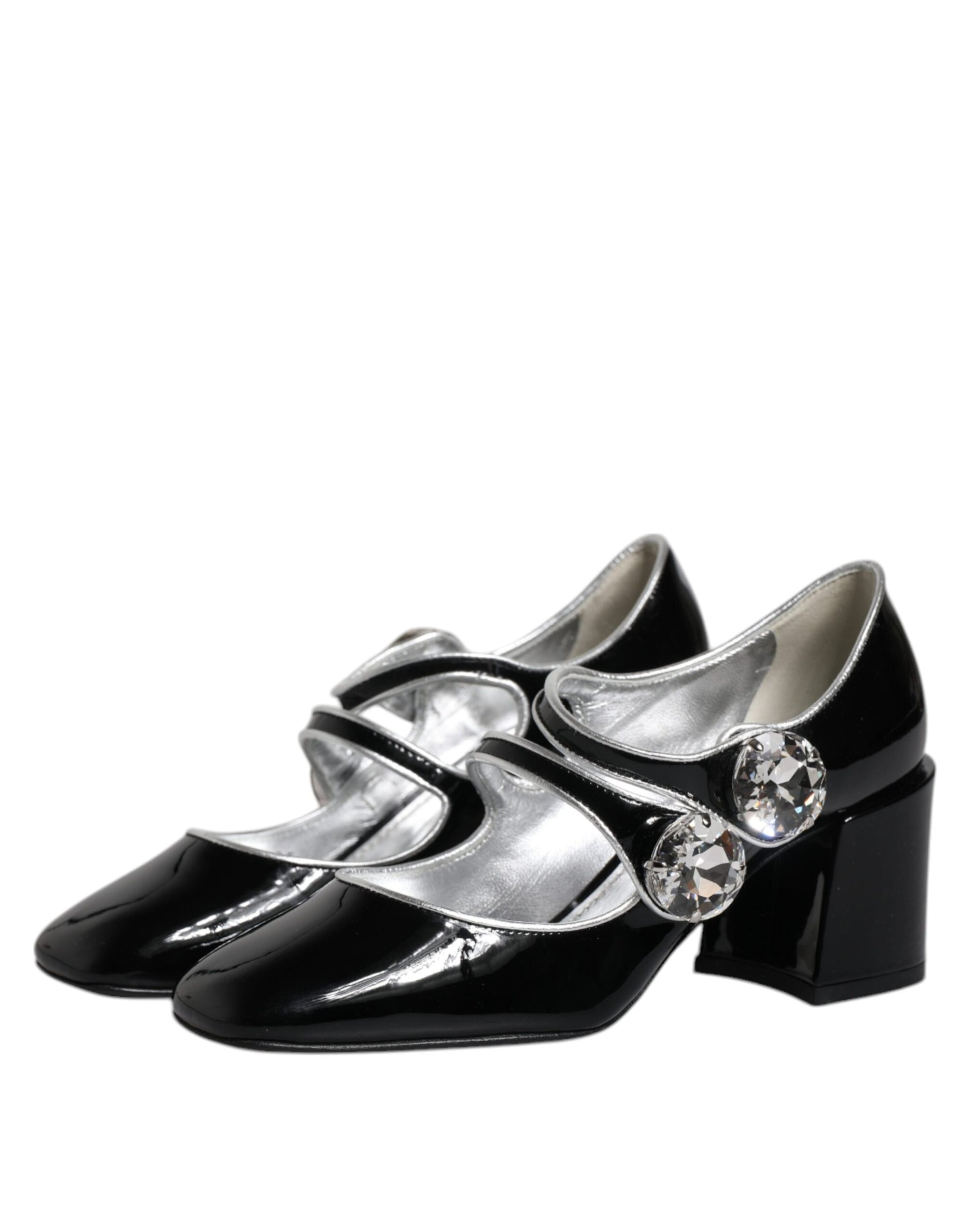 Escarpins Mary Jane en cuir verni noir et cristaux Dolce & Gabbana