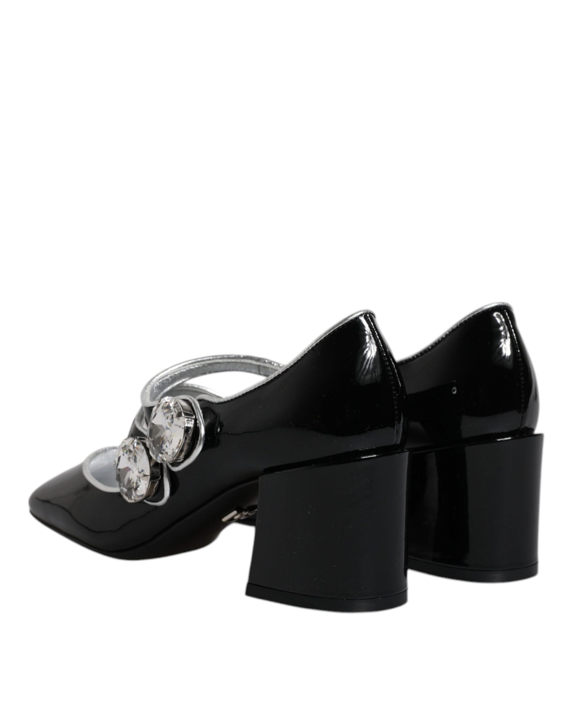 Escarpins Mary Jane en cuir verni noir et cristaux Dolce & Gabbana