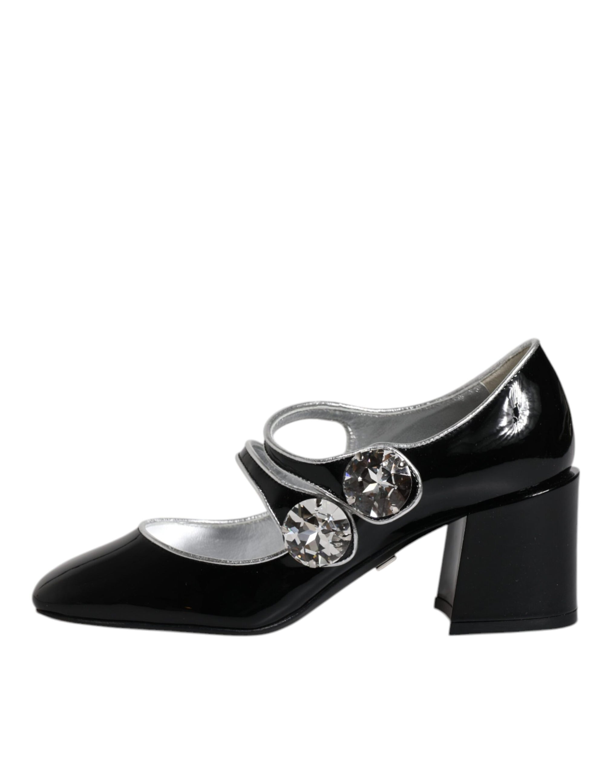Escarpins Mary Jane en cuir verni noir et cristaux Dolce & Gabbana