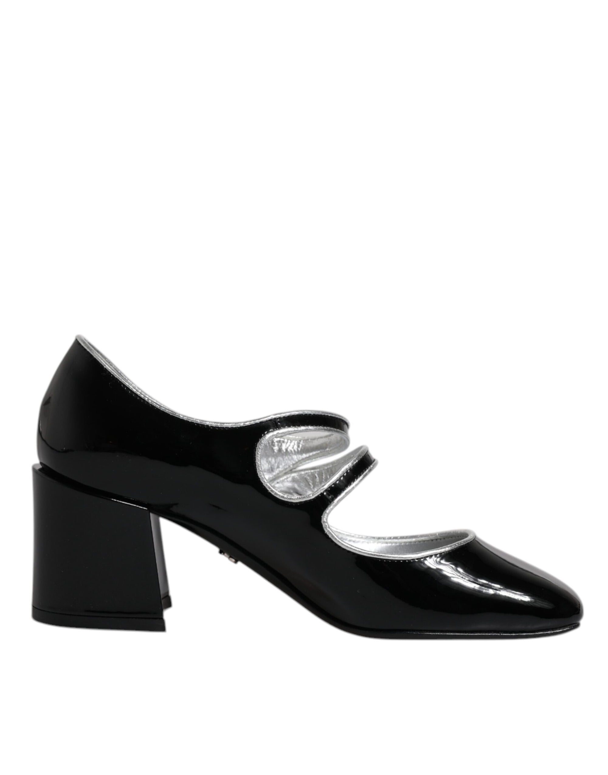Escarpins Mary Jane en cuir verni noir et cristaux Dolce & Gabbana