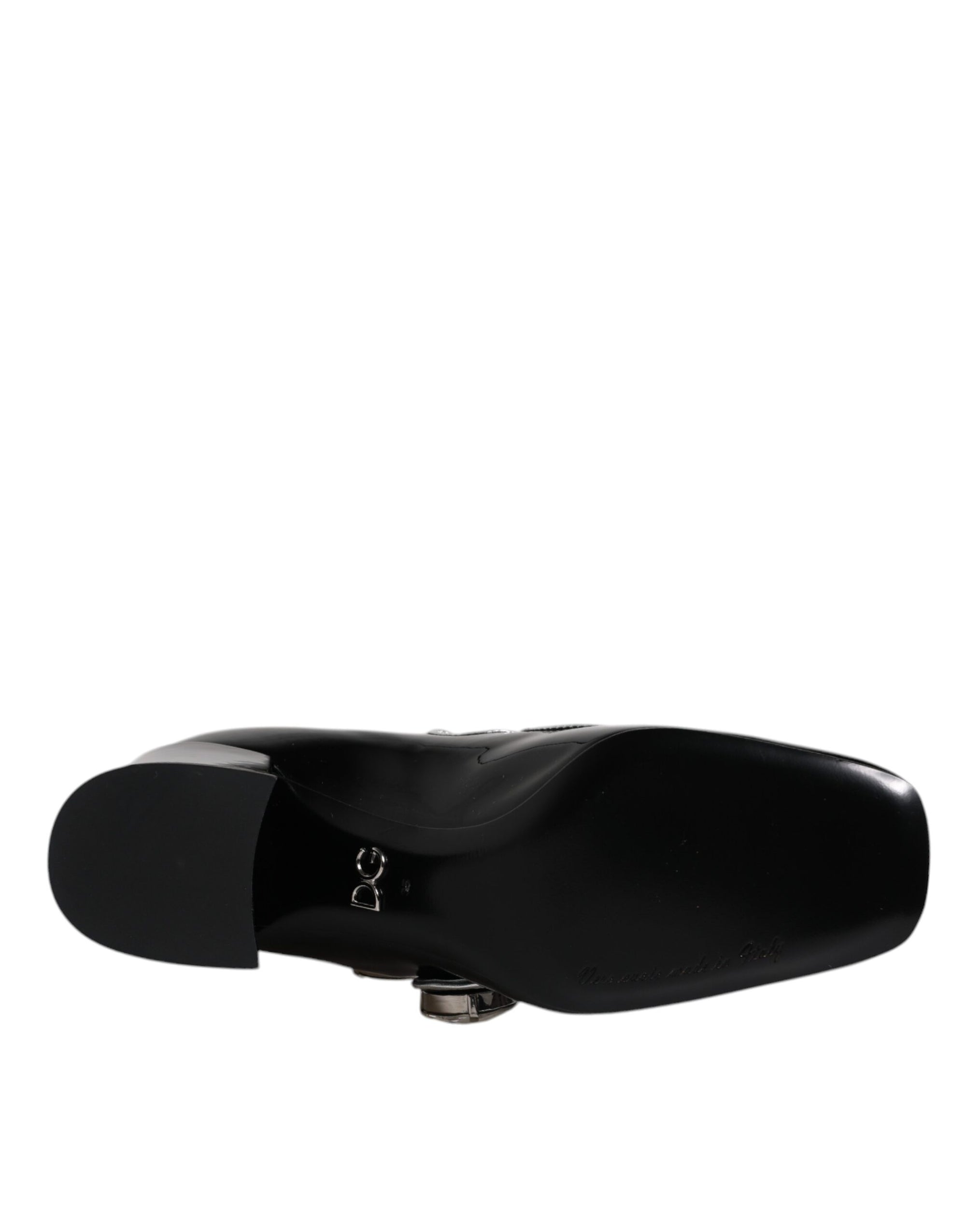 Escarpins Mary Jane en cuir verni noir et cristaux Dolce & Gabbana