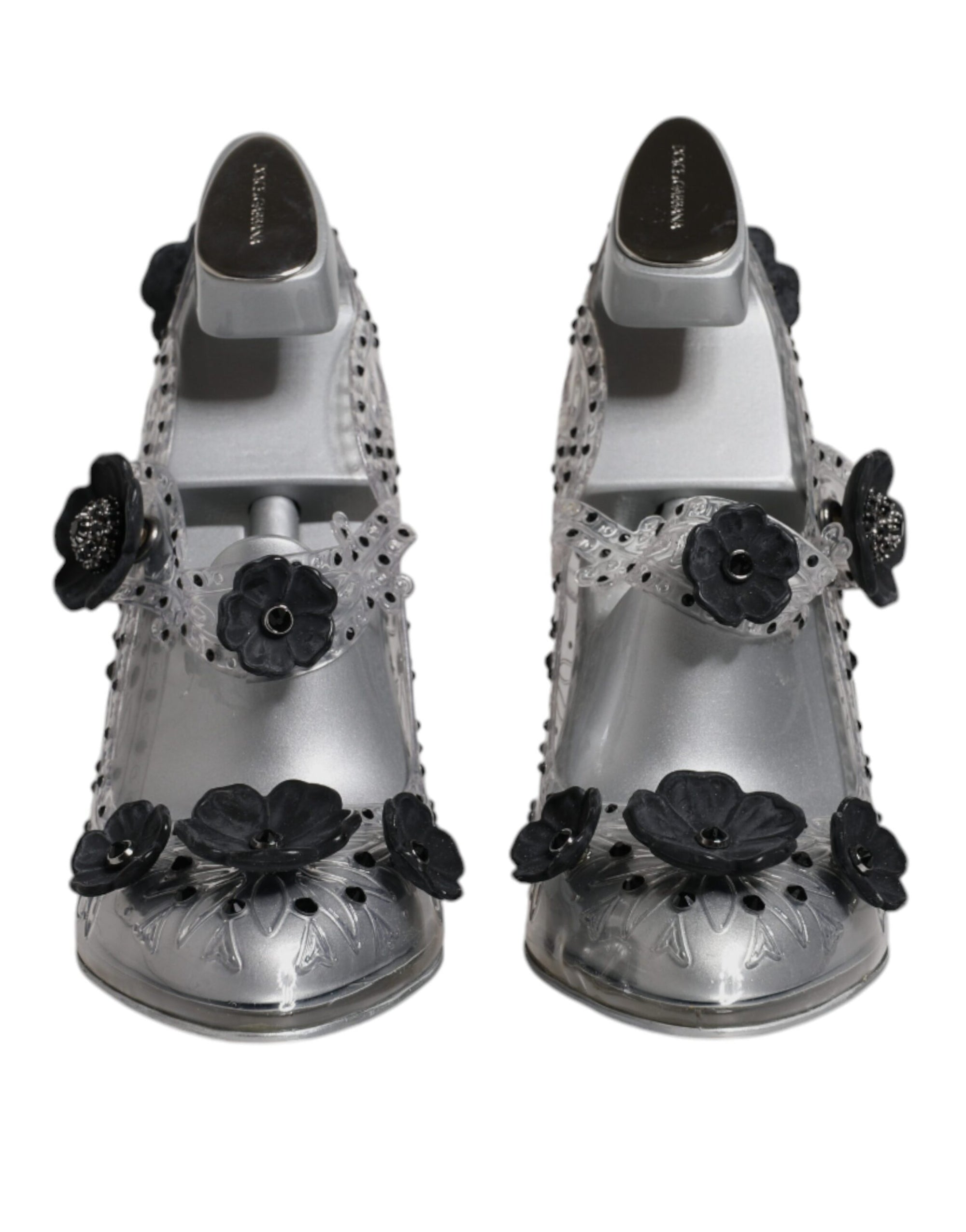 Dolce &amp; Gabbana Clear Floral Crystal CINDERELLA Heels Shoes