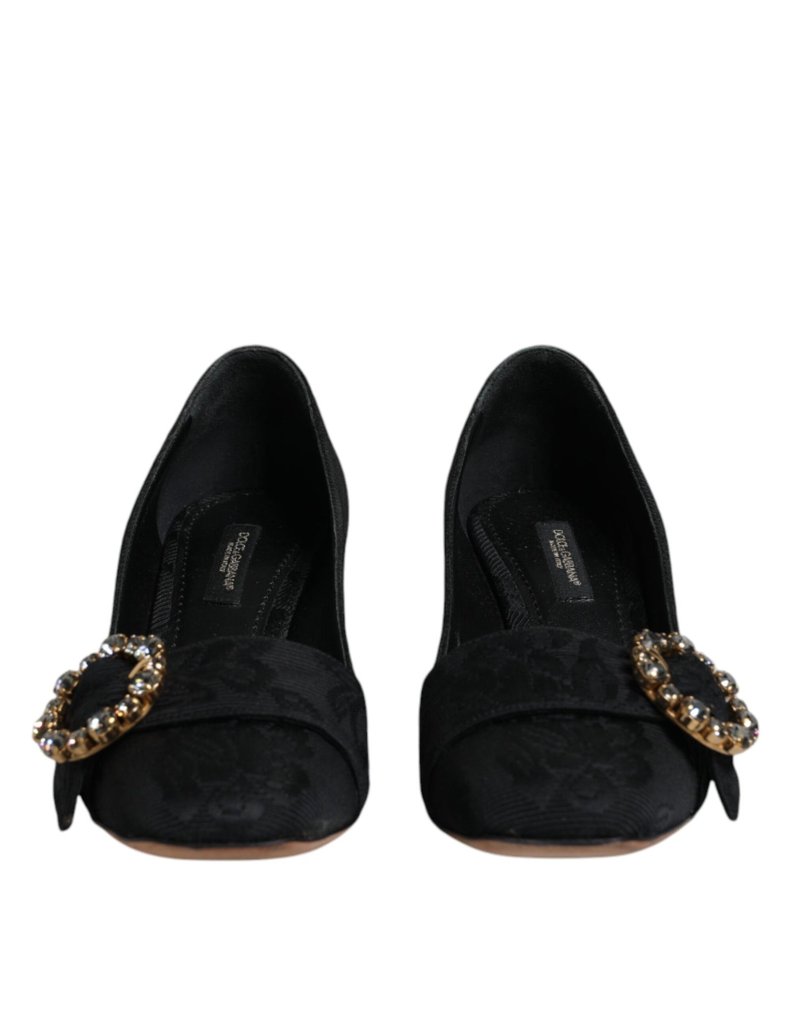 Escarpins à talons et cristaux Dolce & Gabbana en brocart noir