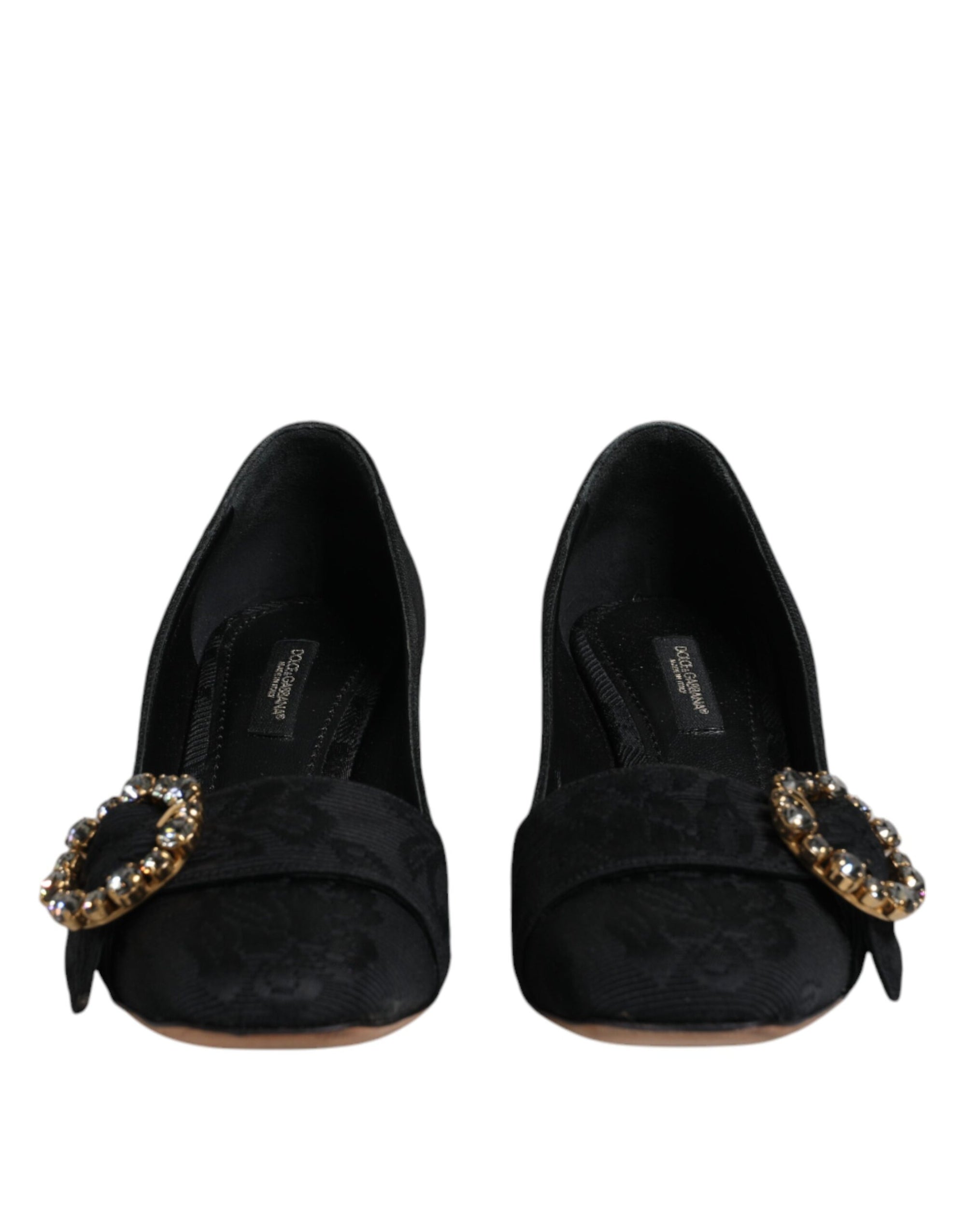 Escarpins à talons et cristaux Dolce & Gabbana en brocart noir