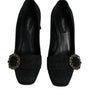Escarpins à talons et cristaux Dolce & Gabbana en brocart noir