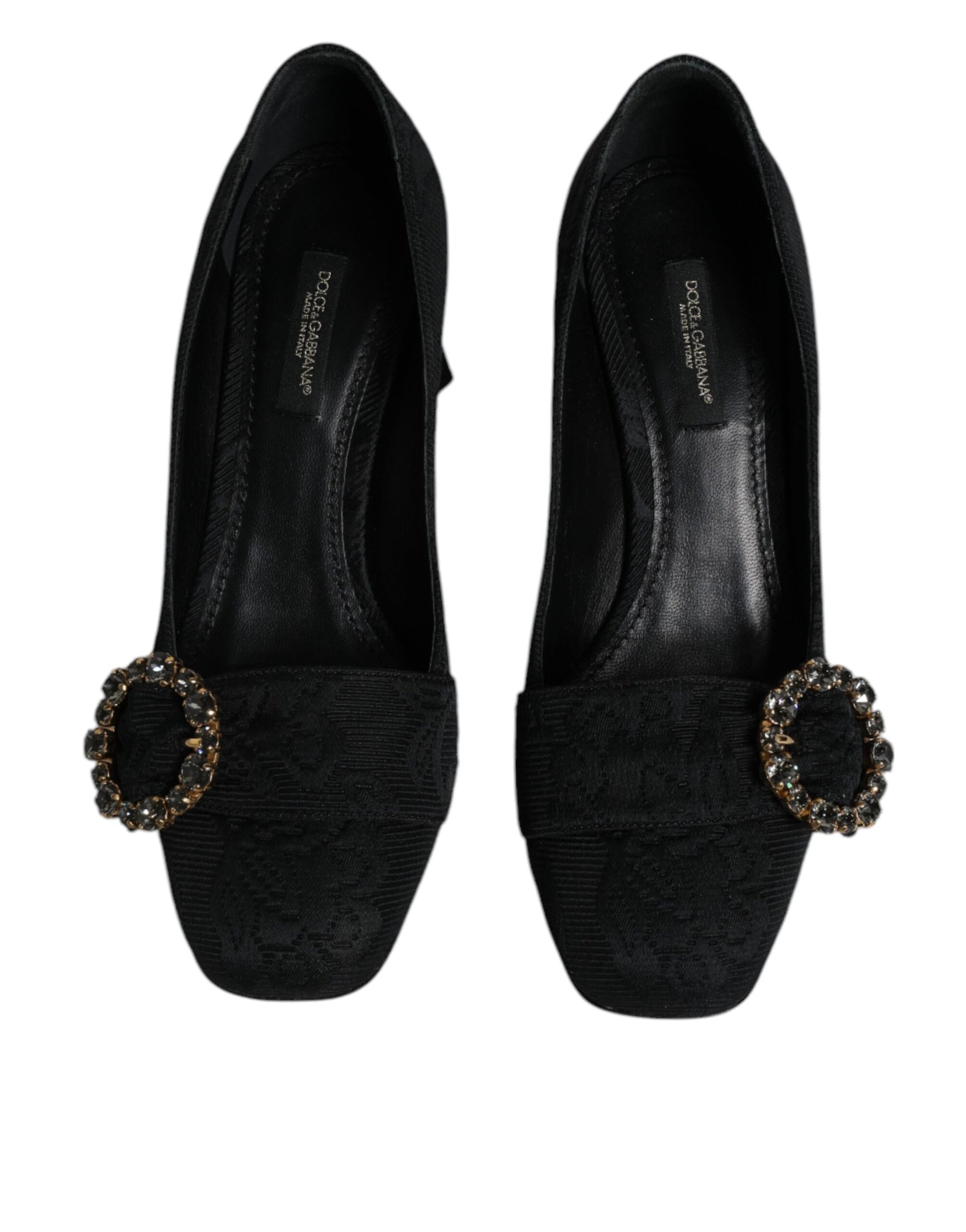 Escarpins à talons et cristaux Dolce & Gabbana en brocart noir