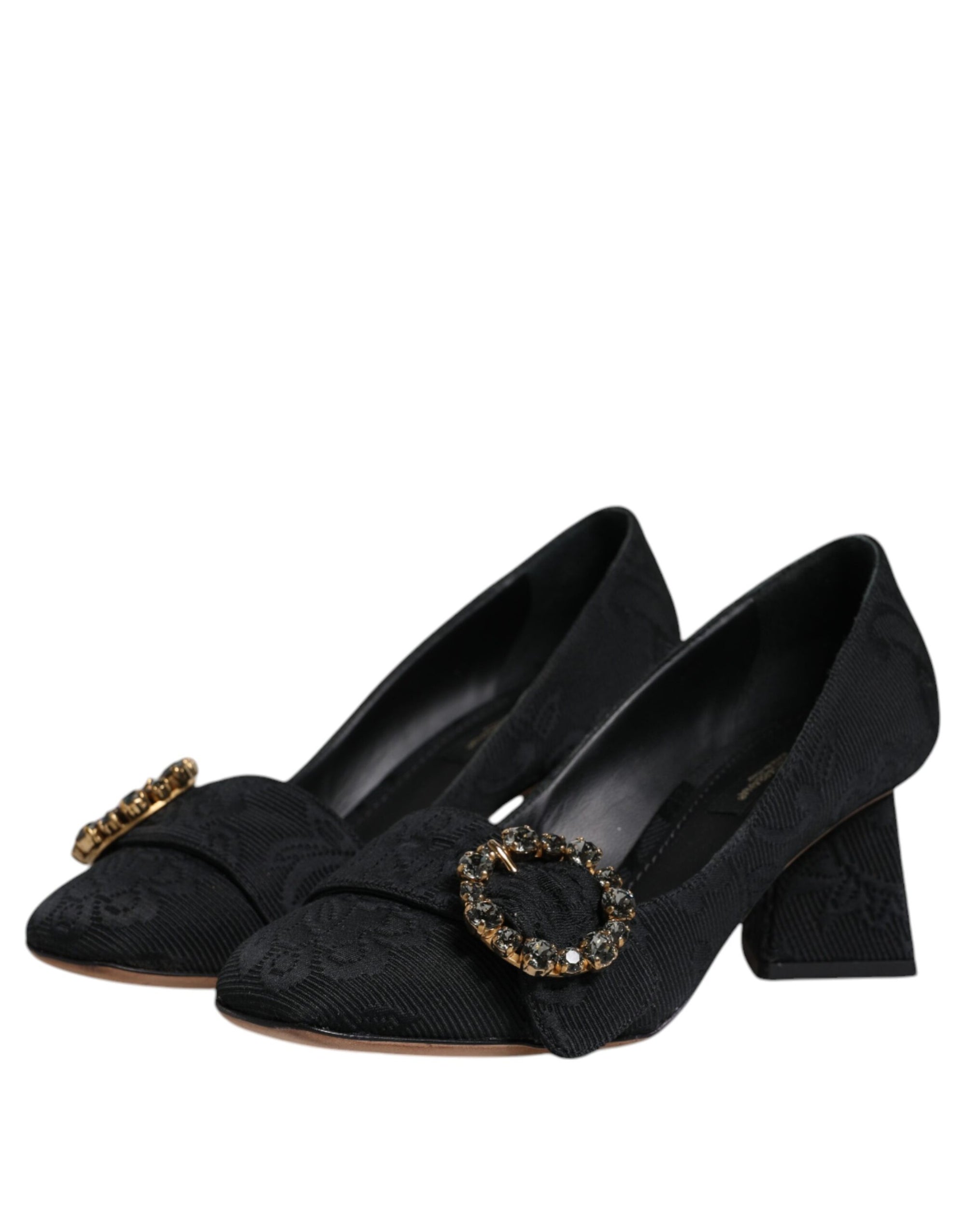 Escarpins à talons et cristaux Dolce & Gabbana en brocart noir