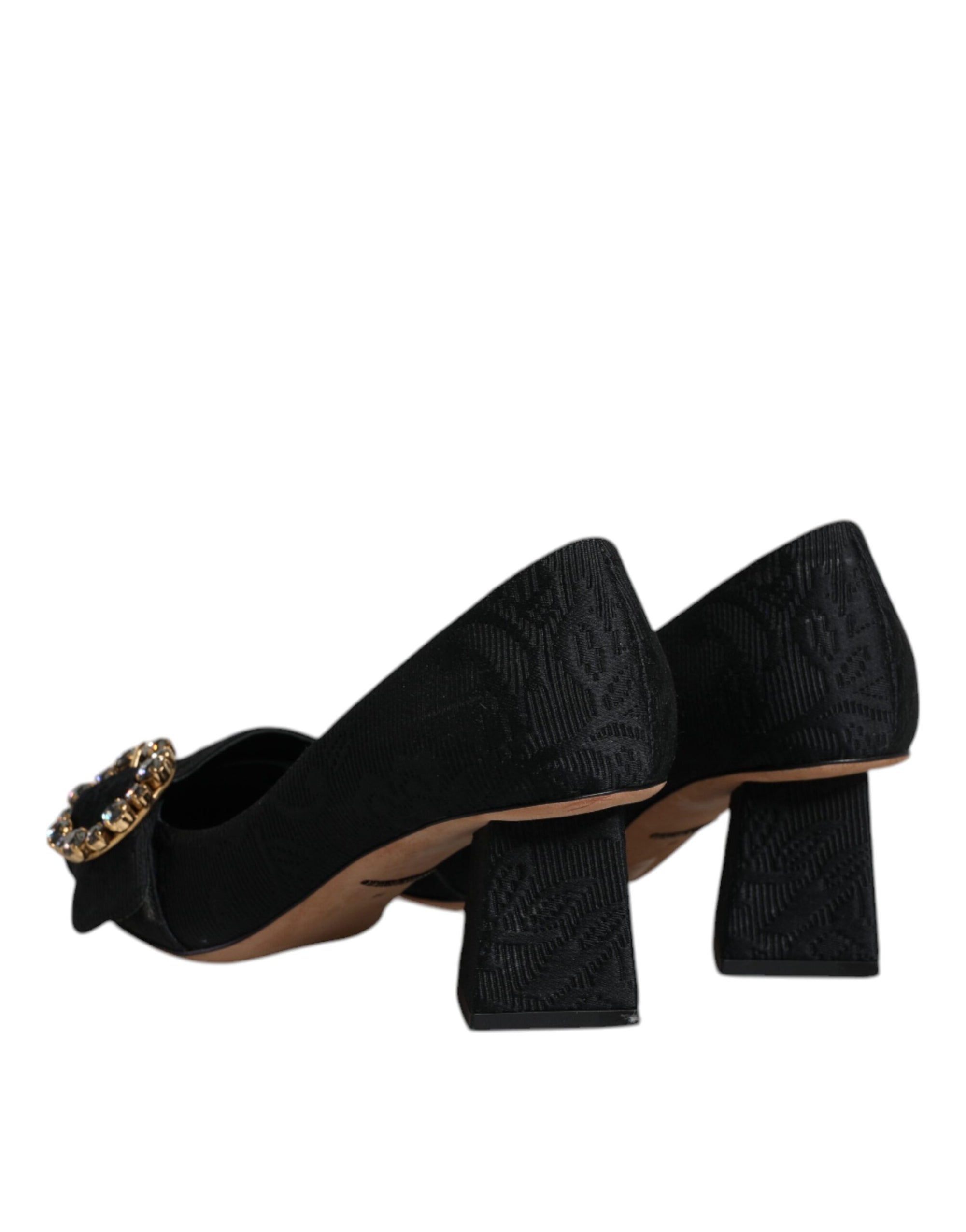 Escarpins à talons et cristaux Dolce & Gabbana en brocart noir