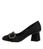 Escarpins à talons et cristaux Dolce & Gabbana en brocart noir