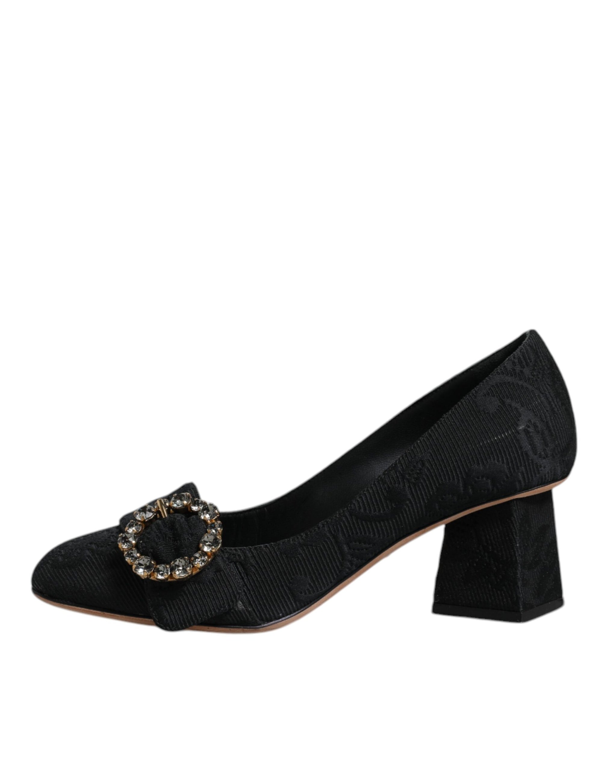 Escarpins à talons et cristaux Dolce & Gabbana en brocart noir