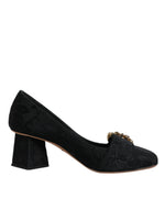 Escarpins à talons et cristaux Dolce & Gabbana en brocart noir