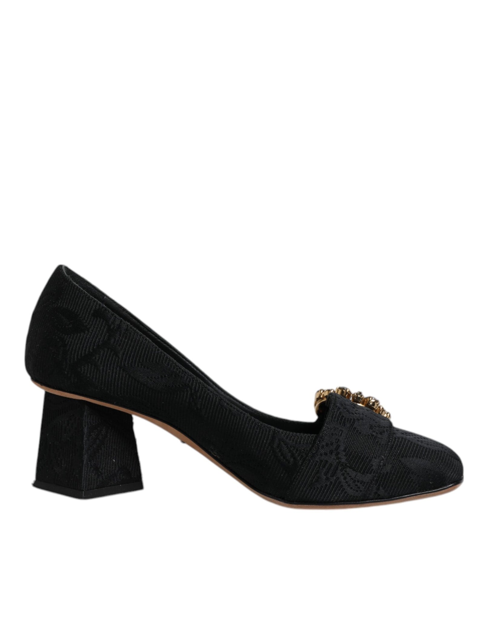 Escarpins à talons et cristaux Dolce & Gabbana en brocart noir