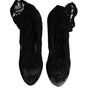 Dolce & Gabbana Black Lace Stretch Heels Mid Calf Boots Shoes
