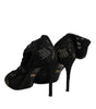 Dolce & Gabbana Black Lace Stretch Heels Mid Calf Boots Shoes