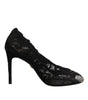 Dolce & Gabbana Black Lace Stretch Heels Mid Calf Boots Shoes