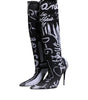 Dolce & Gabbana Black Logo Stretch Heels High Boots Shoes