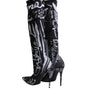 Dolce & Gabbana Black Logo Stretch Heels High Boots Shoes