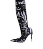 Dolce & Gabbana Black Logo Stretch Heels High Boots Shoes