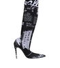 Dolce & Gabbana Black Logo Stretch Heels High Boots Shoes