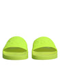 Dolce & Gabbana Green Rubber Slides Sandals Beachwear Shoes