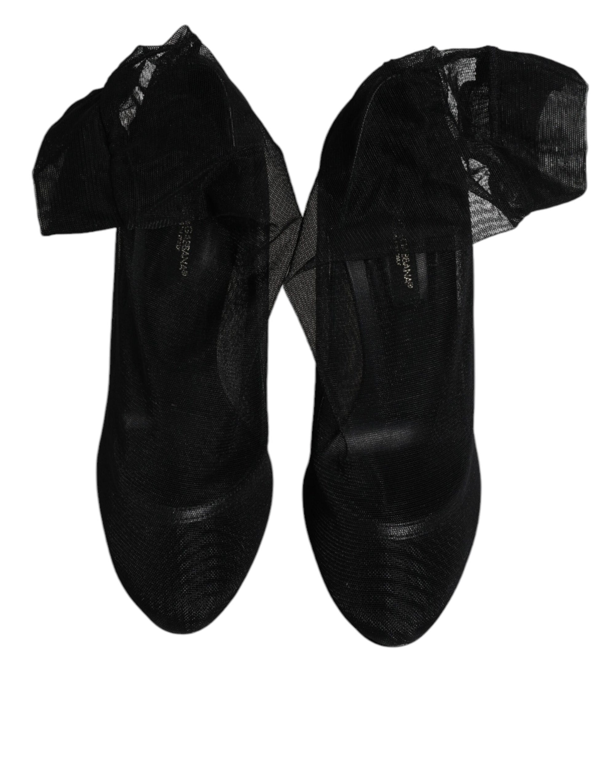 Bottes style chaussettes en maille de nylon noir Dolce &amp; Gabbana