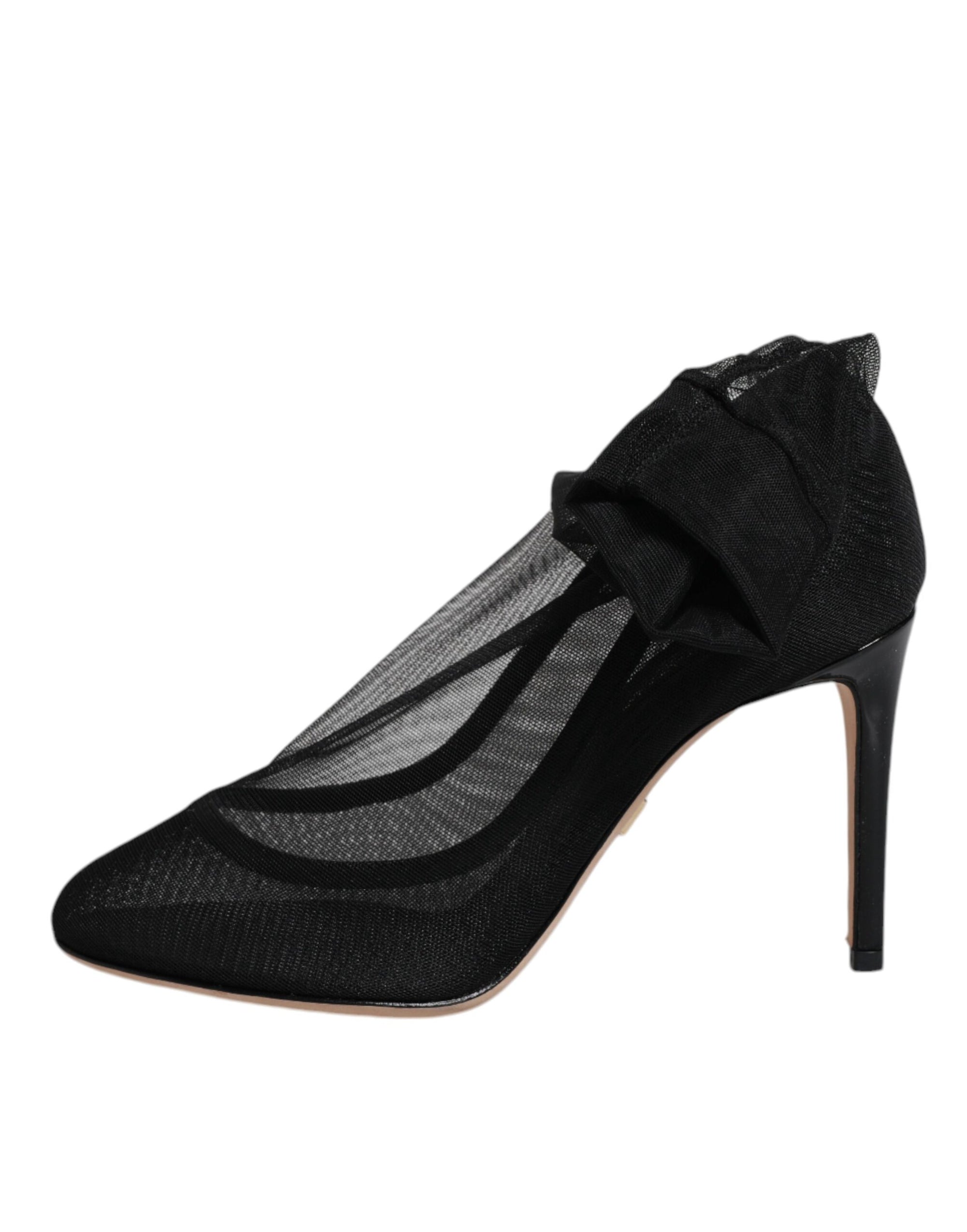 Bottes style chaussettes en maille de nylon noir Dolce &amp; Gabbana