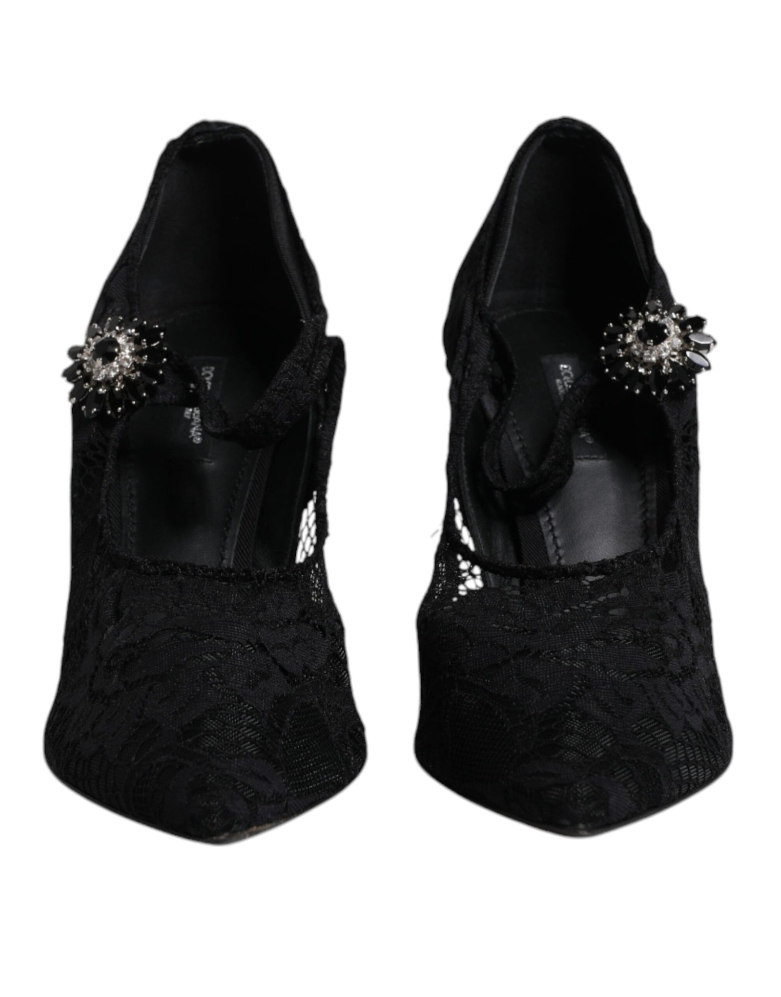 Escarpins Mary Jane en dentelle noire et cristaux Dolce & Gabbana