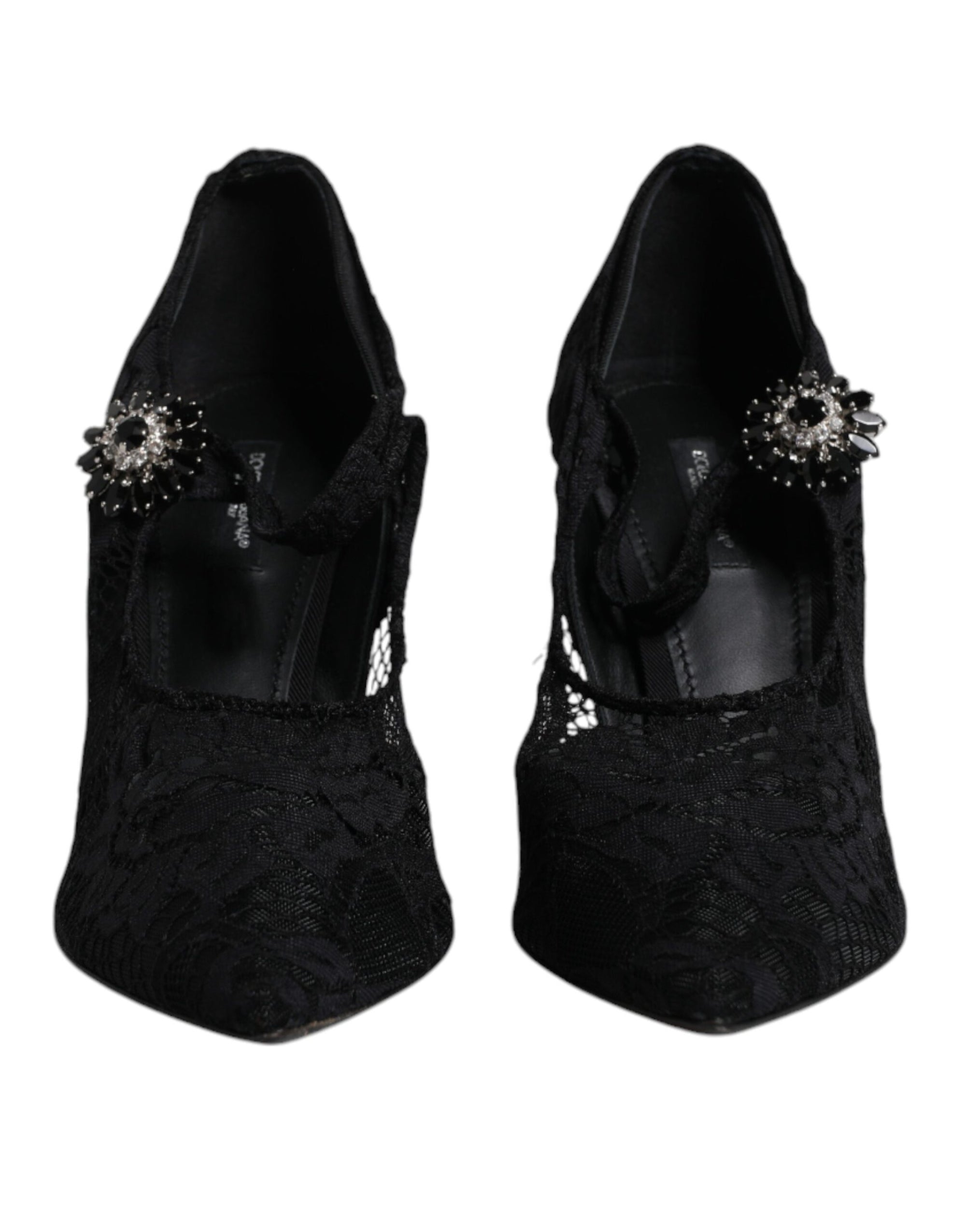 Escarpins Mary Jane en dentelle noire et cristaux Dolce & Gabbana