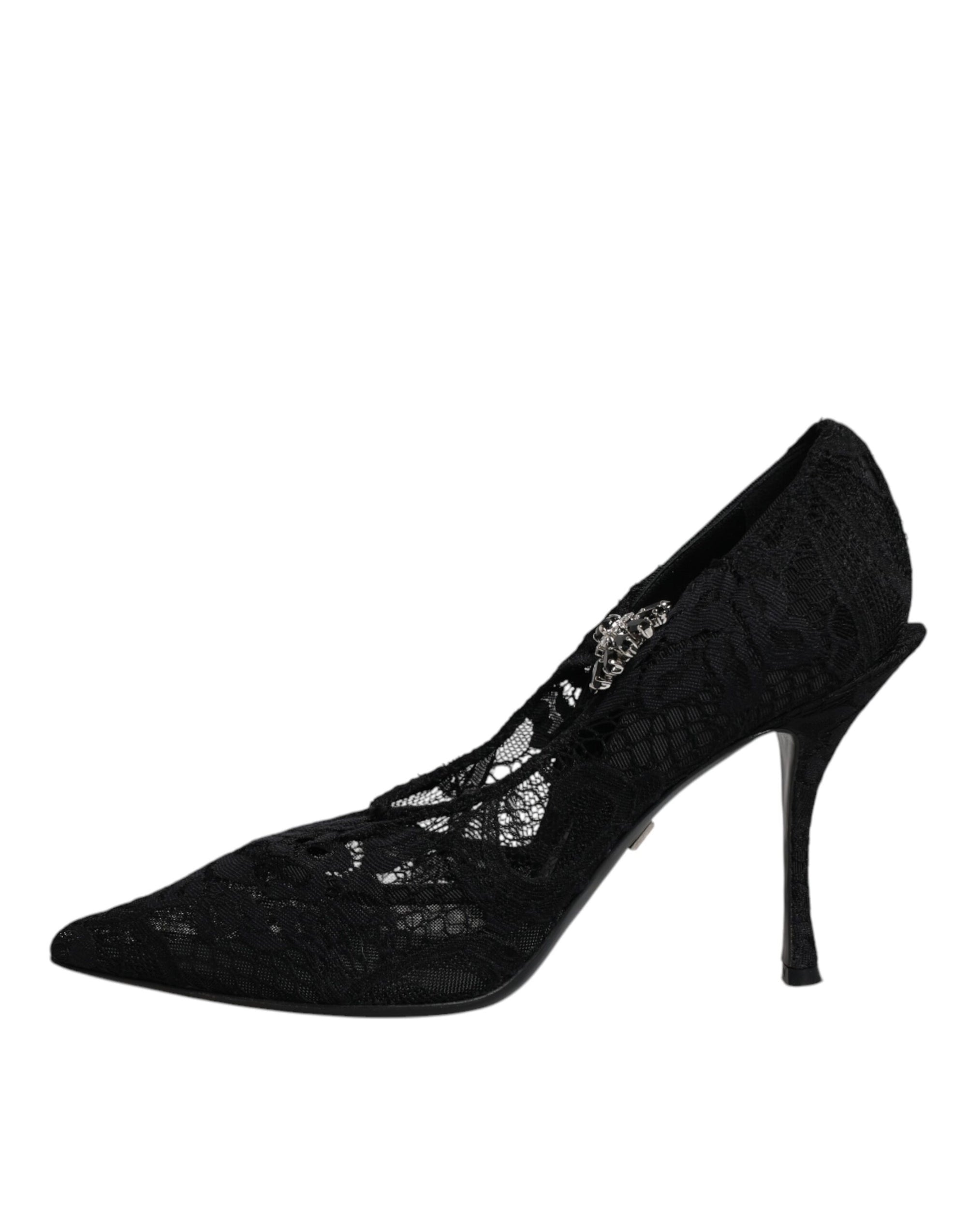 Escarpins Mary Jane en dentelle noire et cristaux Dolce & Gabbana