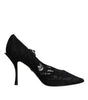 Escarpins Mary Jane en dentelle noire et cristaux Dolce & Gabbana