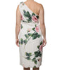 Dolce & Gabbana White Floral Silk One Shoulder Midi Dress