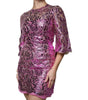 Dolce & Gabbana Metallic Fuchsia Floral Sheath Mini Dress
