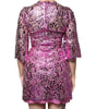 Dolce & Gabbana Metallic Fuchsia Floral Sheath Mini Dress