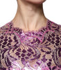 Dolce & Gabbana Metallic Fuchsia Floral Sheath Mini Dress