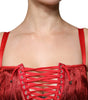 Dolce & Gabbana Red Lace Tassel Sleeveless Sheath Mini Dress