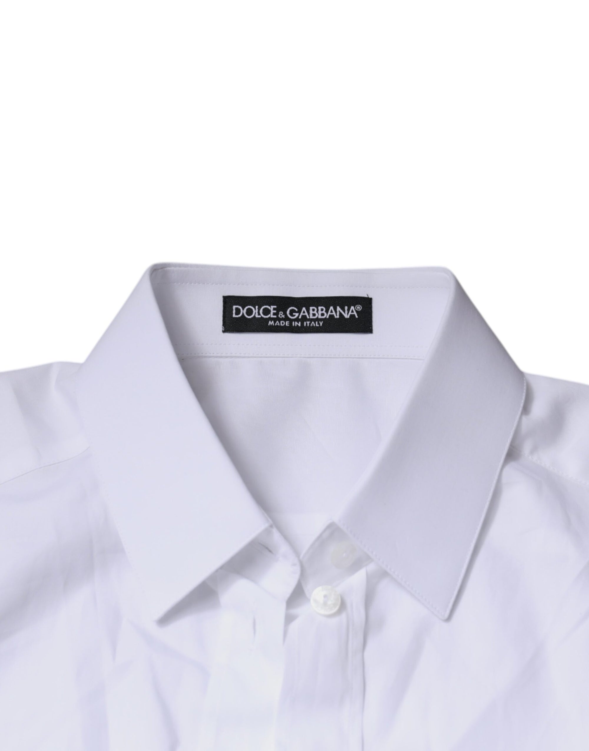 Dolce & Gabbana - Haut chemise à manches longues en coton blanc avec col