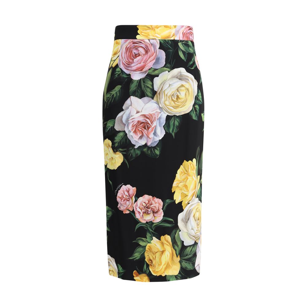 Jupe à motif roses et pivoines Dolce &amp; Gabbana
