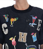 Dolce &amp; Gabbana Enchanted Crystal Embellished Black Sweater