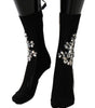 Dolce & Gabbana Crystal Embellished Black Knit Stockings