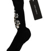 Dolce & Gabbana Crystal Embellished Black Knit Stockings