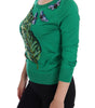 Dolce & Gabbana Green Silk Crystal Banana Sweater