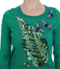 Dolce & Gabbana Green Silk Crystal Banana Sweater