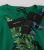Dolce & Gabbana Green Silk Crystal Banana Sweater